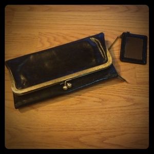 Black leather hobo wallet